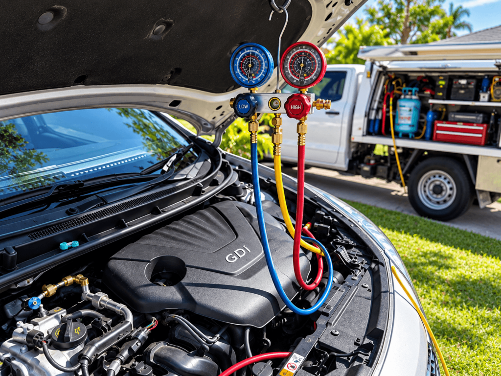 Mobile car aircon regas service in Brisbane